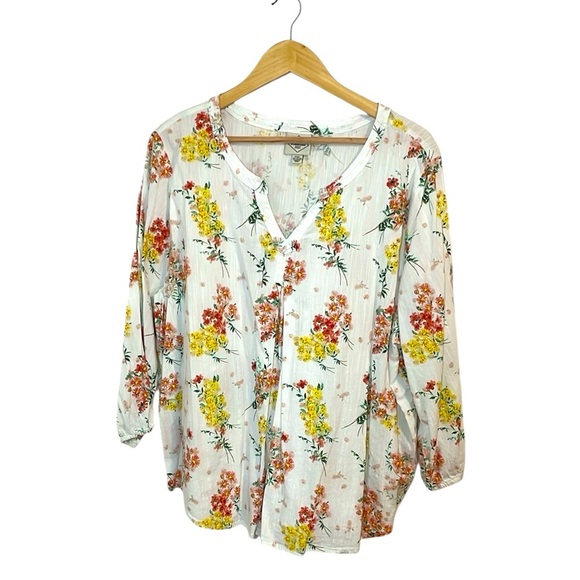 St John’s Bay Yellow Floral Top, XXL - Picture 1 of 5